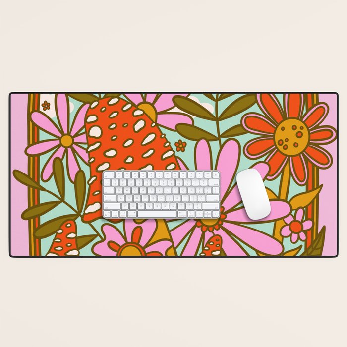 Mushrooms and Flowers Desk Mat Gallery Image 1