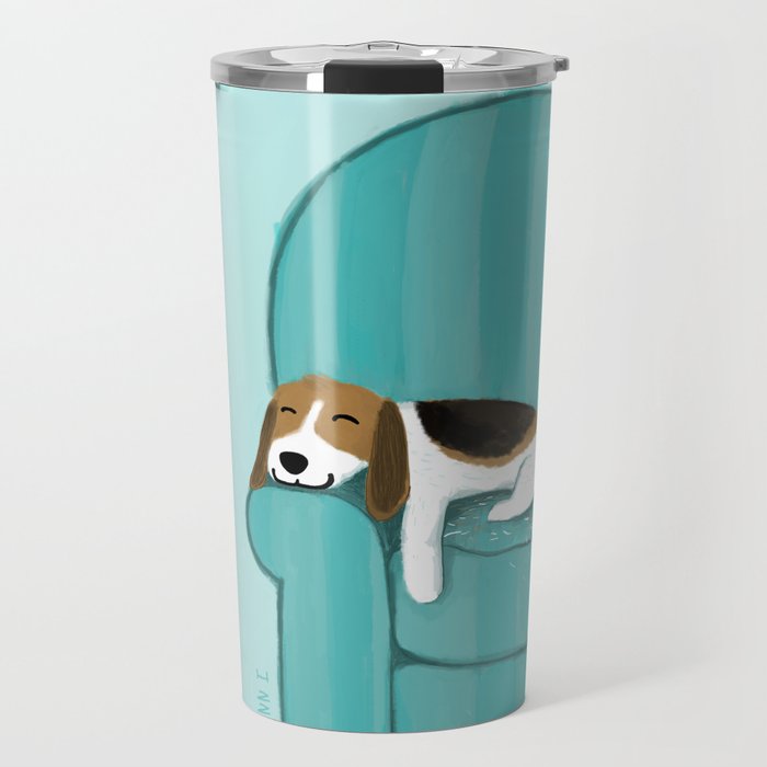 Happy Couch Beagle | Cute Sleeping Dog Travel Mug Gallery Image 1