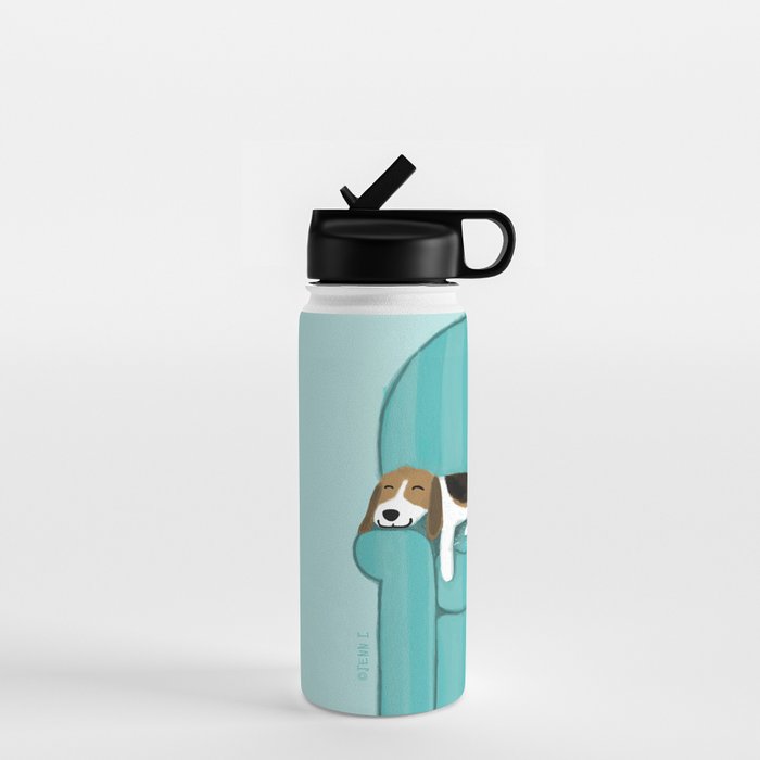 Happy Couch Beagle | Cute Sleeping Dog Water Bottle Gallery Image 1