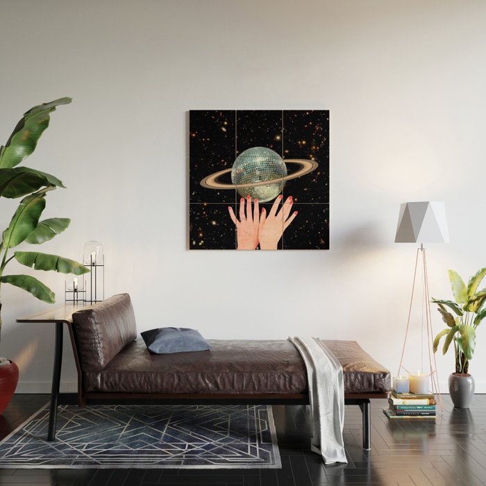 Saturn Disco Wood Wall Art Gallery Image 2
