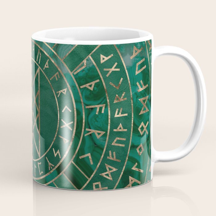Web of Wyrd - Malachite, Leather and Golden texture Coffee Mug Gallery Image 1