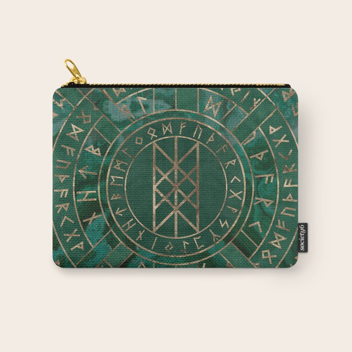 Web of Wyrd - Malachite, Leather and Golden texture Carry All Pouch Gallery Image 1