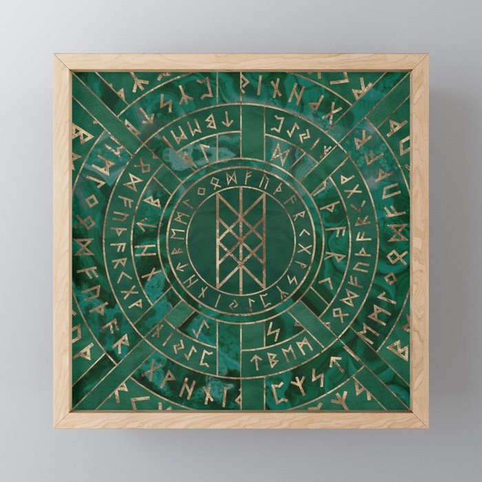 Web of Wyrd - Malachite, Leather and Golden texture Mini Art Print Gallery Image 1