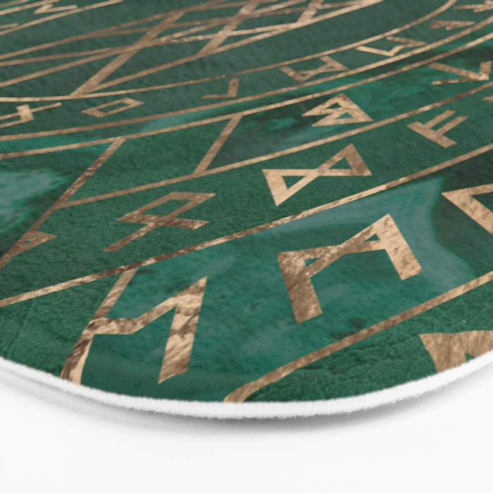Web of Wyrd - Malachite, Leather and Golden texture Bath Mat Gallery Image 3