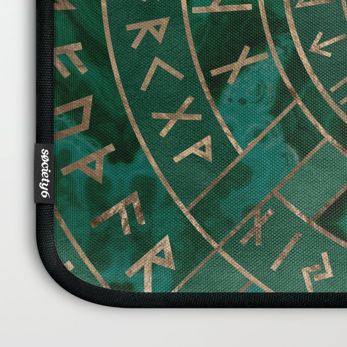 Web of Wyrd - Malachite, Leather and Golden texture Laptop Sleeve Gallery Image 3