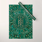 Web of Wyrd - Malachite, Leather and Golden texture Wrapping Paper Gallery Image 1