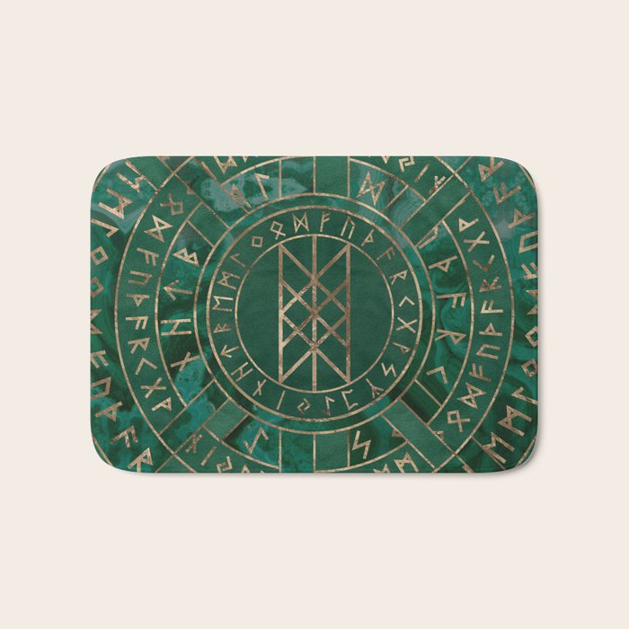 Web of Wyrd - Malachite, Leather and Golden texture Bath Mat Gallery Image 1