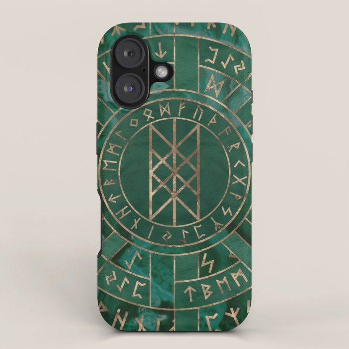 Web of Wyrd - Malachite, Leather and Golden texture iPhone Case Gallery Image 1