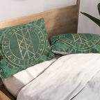 Web of Wyrd - Malachite, Leather and Golden texture Pillow Sham Gallery Image 2
