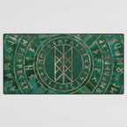 Web of Wyrd - Malachite, Leather and Golden texture Desk Mat Gallery Image 3