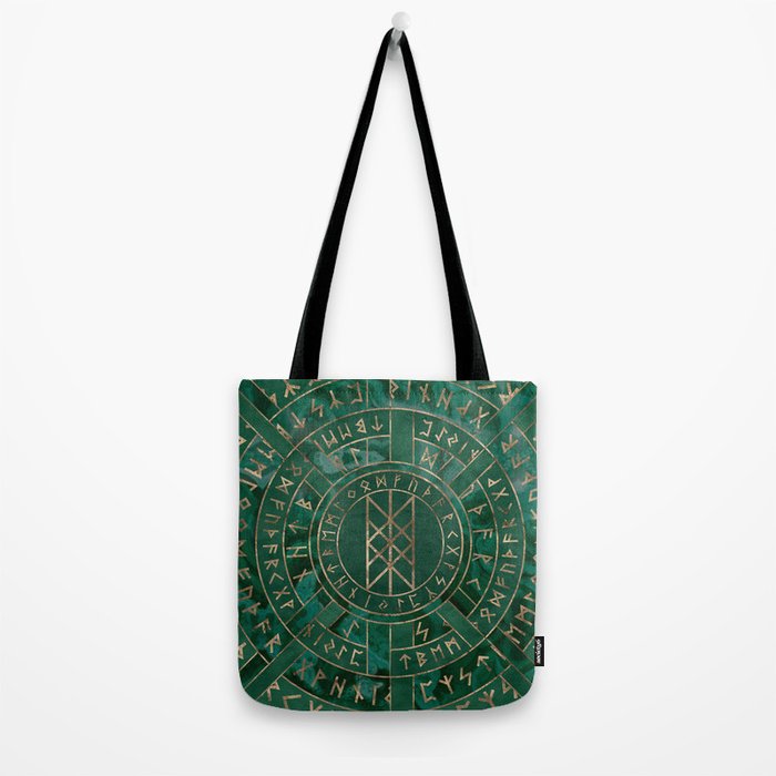 Web of Wyrd - Malachite, Leather and Golden texture Tote Bag Gallery Image 2