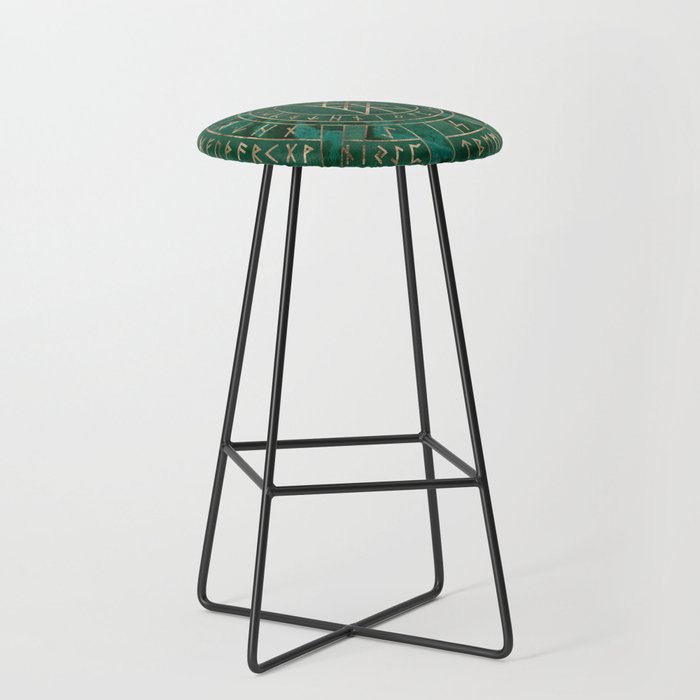 Web of Wyrd - Malachite, Leather and Golden texture Stool Gallery Image 1