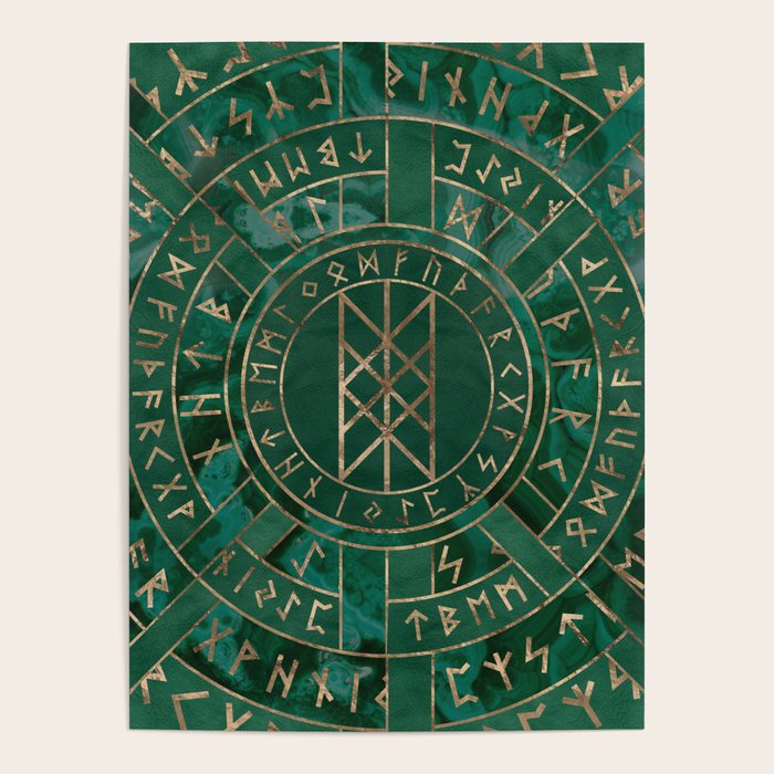Web of Wyrd - Malachite, Leather and Golden texture Poster Gallery Image 1