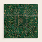 Web of Wyrd - Malachite, Leather and Golden texture Wood Wall Art Gallery Image 1