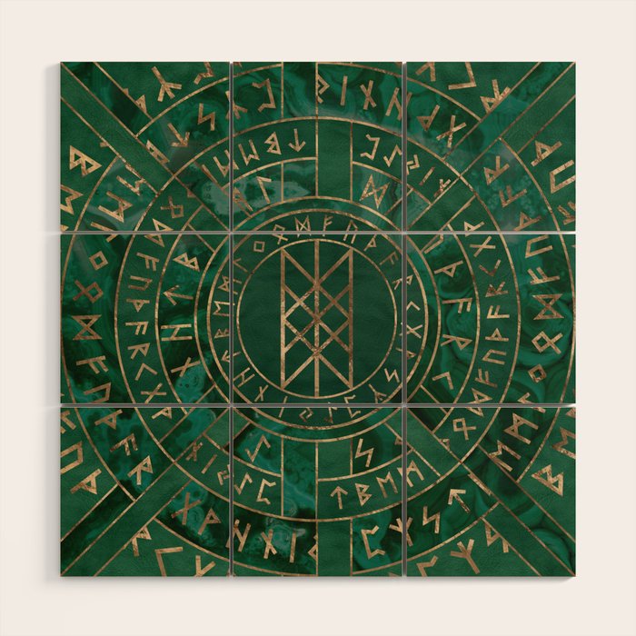 Web of Wyrd - Malachite, Leather and Golden texture Wood Wall Art Gallery Image 1