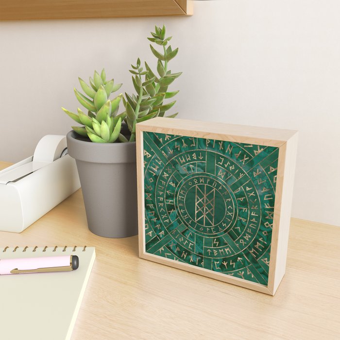Web of Wyrd - Malachite, Leather and Golden texture Mini Art Print Gallery Image 2