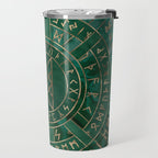 Web of Wyrd - Malachite, Leather and Golden texture Travel Mug Gallery Image 2