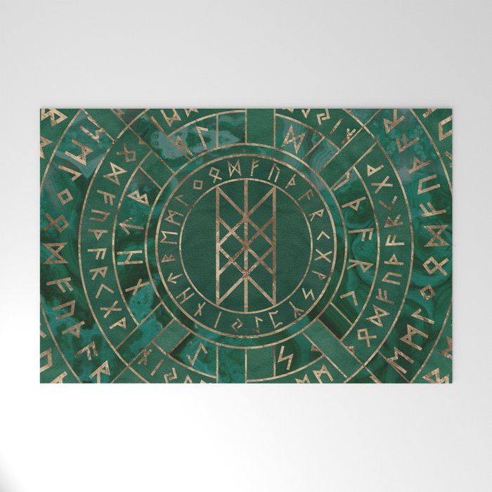 Web of Wyrd - Malachite, Leather and Golden texture Welcome Mat Gallery Image 1