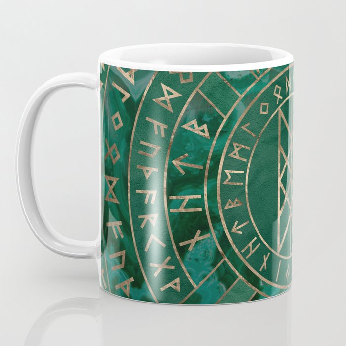 Web of Wyrd - Malachite, Leather and Golden texture Coffee Mug Gallery Image 3
