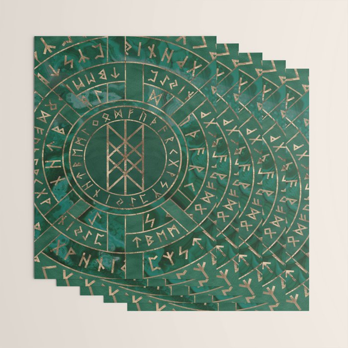 Web of Wyrd - Malachite, Leather and Golden texture Wrapping Paper Gallery Image 3