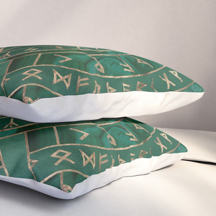Web of Wyrd - Malachite, Leather and Golden texture Pillow Sham Gallery Image 3