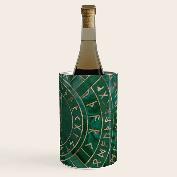 Web of Wyrd - Malachite, Leather and Golden texture Wine Chiller Gallery Image 3