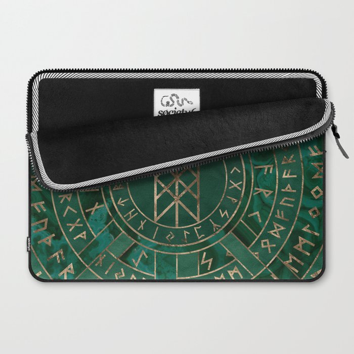 Web of Wyrd - Malachite, Leather and Golden texture Laptop Sleeve Gallery Image 2