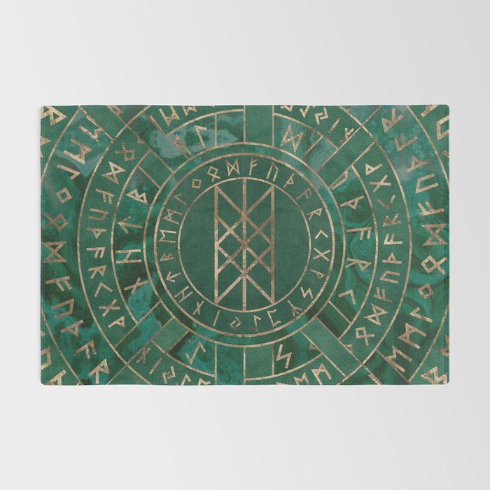 Web of Wyrd - Malachite, Leather and Golden texture Rug Gallery Image 2
