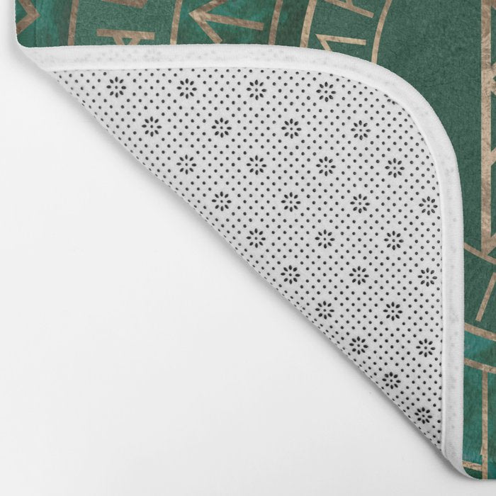 Web of Wyrd - Malachite, Leather and Golden texture Bath Mat Gallery Image 2