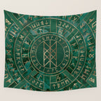 Web of Wyrd - Malachite, Leather and Golden texture Wall Tapestry Gallery Image 4