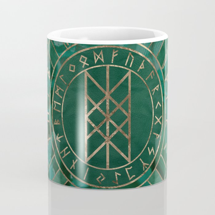 Web of Wyrd - Malachite, Leather and Golden texture Coffee Mug Gallery Image 4