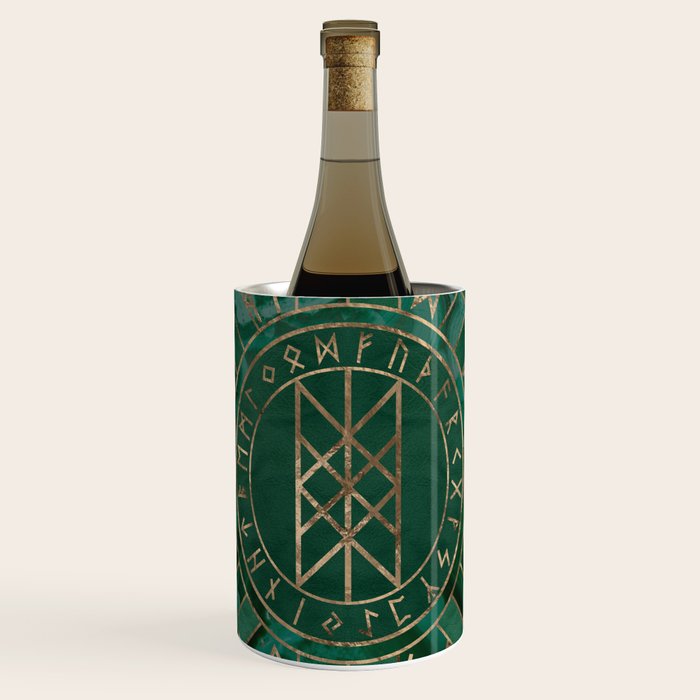 Web of Wyrd - Malachite, Leather and Golden texture Wine Chiller Gallery Image 1