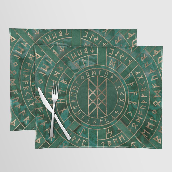 Web of Wyrd - Malachite, Leather and Golden texture Placemat Gallery Image 1