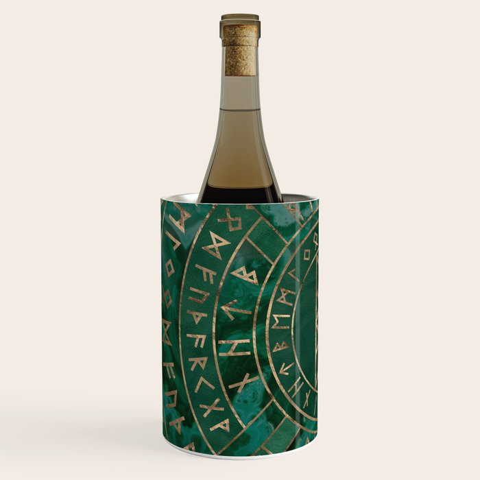 Web of Wyrd - Malachite, Leather and Golden texture Wine Chiller Gallery Image 2