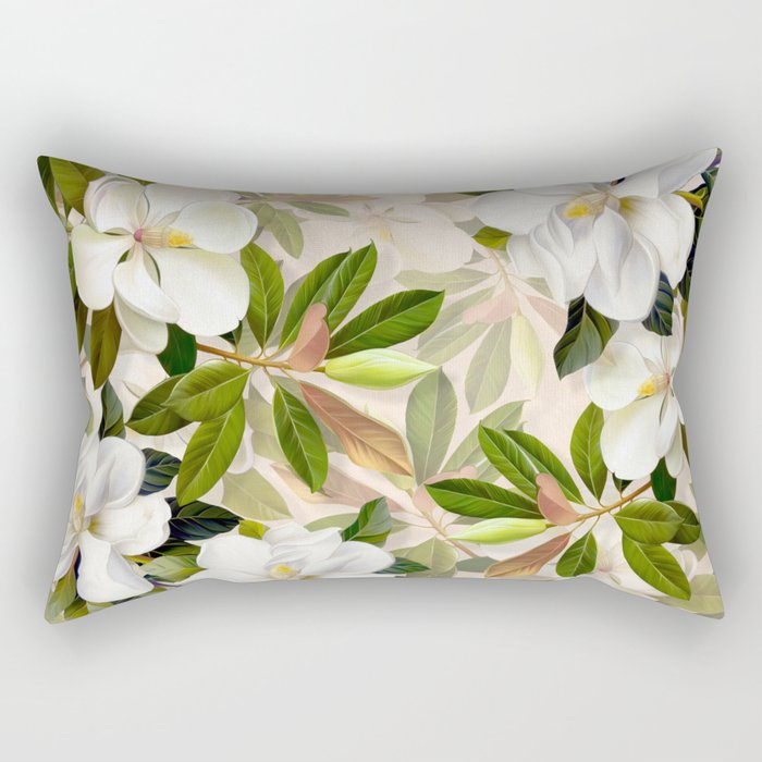 Magnolia Flowers Spring Blossom Rectangular Pillow Gallery Image 1