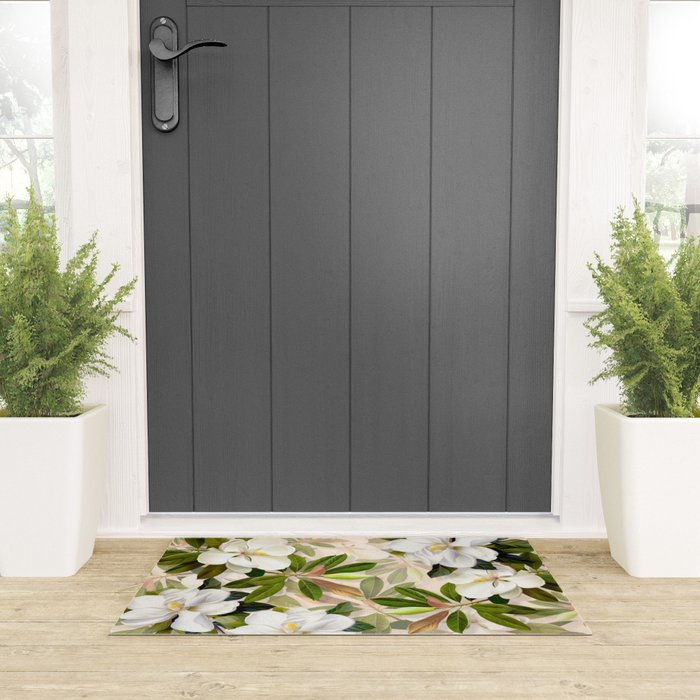 Magnolia Flowers Spring Blossom Welcome Mat Gallery Image 3