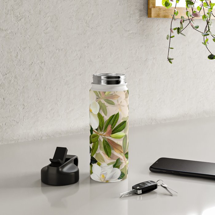Magnolia Flowers Spring Blossom Water Bottle Gallery Image 4