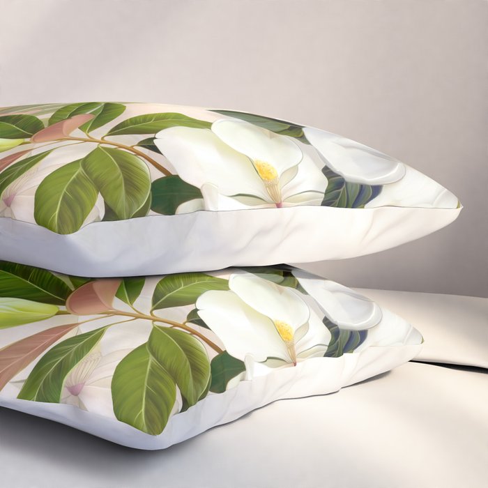 Magnolia Flowers Spring Blossom Pillow Sham Gallery Image 3