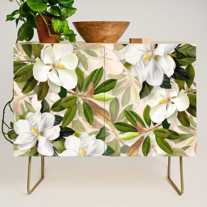 Magnolia Flowers Spring Blossom Credenza Gallery Image 1