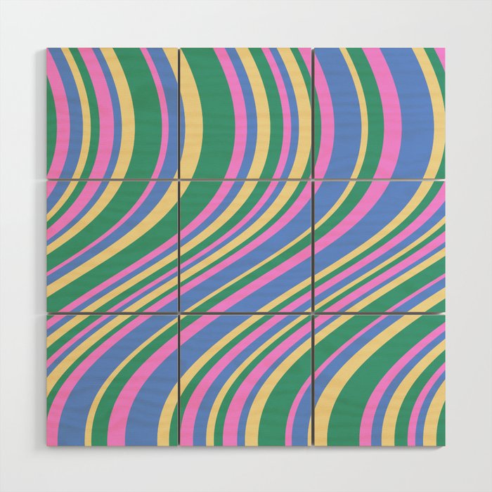 Wavy Stripes XV - 90s Pastel Wood Wall Art Gallery Image 1