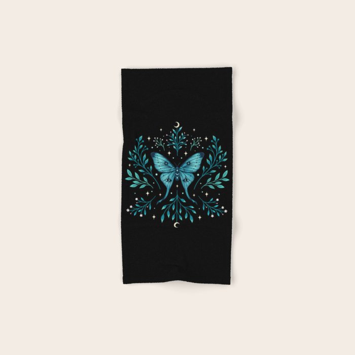 Mystical Luna Moth - Turquoise Bath Towel Gallery Image 1