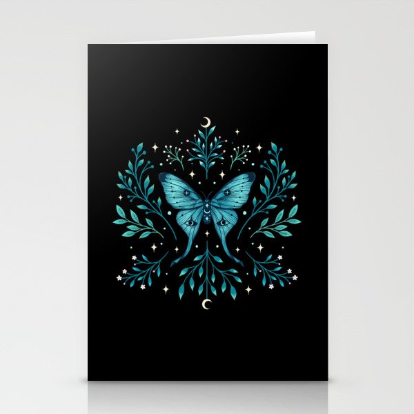 Mystical Luna Moth - Turquoise Stationery Card Gallery Image 2