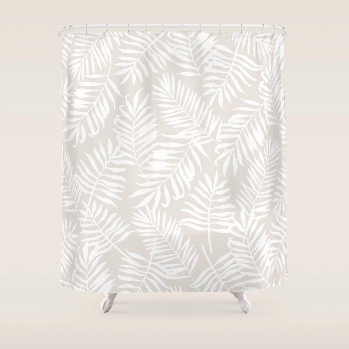 Tropical Palm Leaves - Palm Leaf Pattern - Sandy Beige Shower Curtain Gallery Image 1