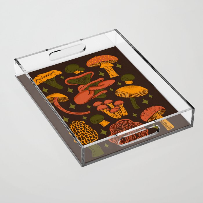 Texas Mushrooms âÂ Dark Multicolor Acrylic Tray Gallery Image 1