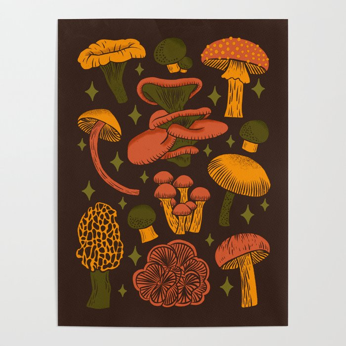 Texas Mushrooms âÂ Dark Multicolor Poster Gallery Image 1