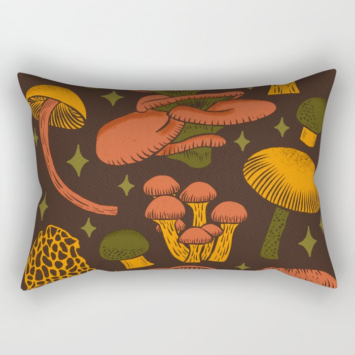 Texas Mushrooms âÂ Dark Multicolor Rectangular Pillow Gallery Image 1