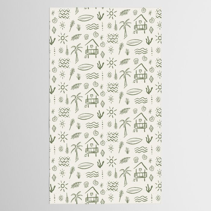 Modern Surf Shack . Paradise Green Tablecloth Gallery Image 2