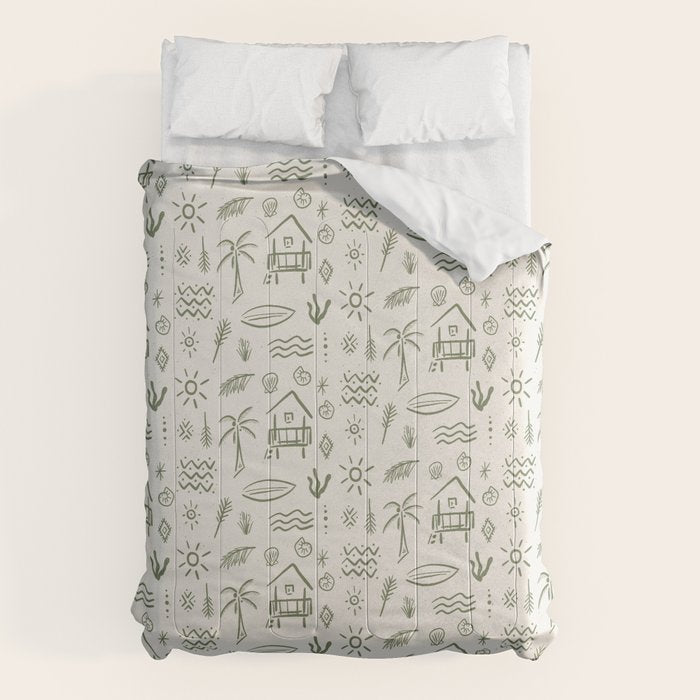 Modern Surf Shack . Paradise Green Comforter Gallery Image 6