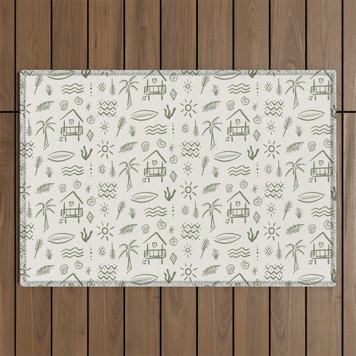 Modern Surf Shack . Paradise Green Outdoor Rug Gallery Image 1