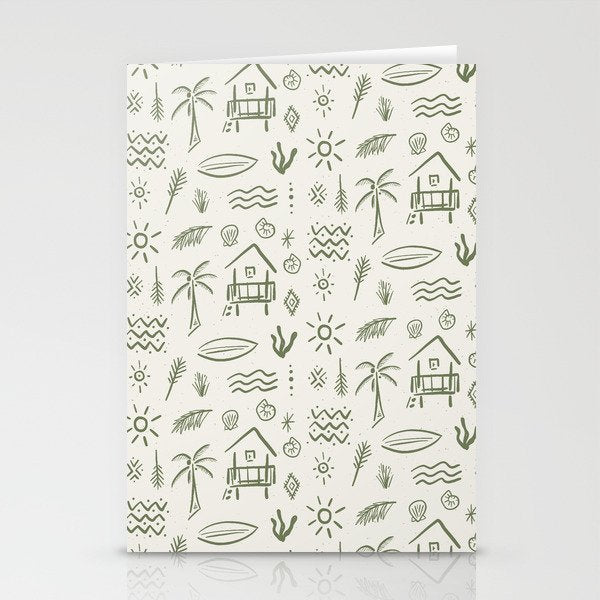 Modern Surf Shack . Paradise Green Stationery Card Gallery Image 1